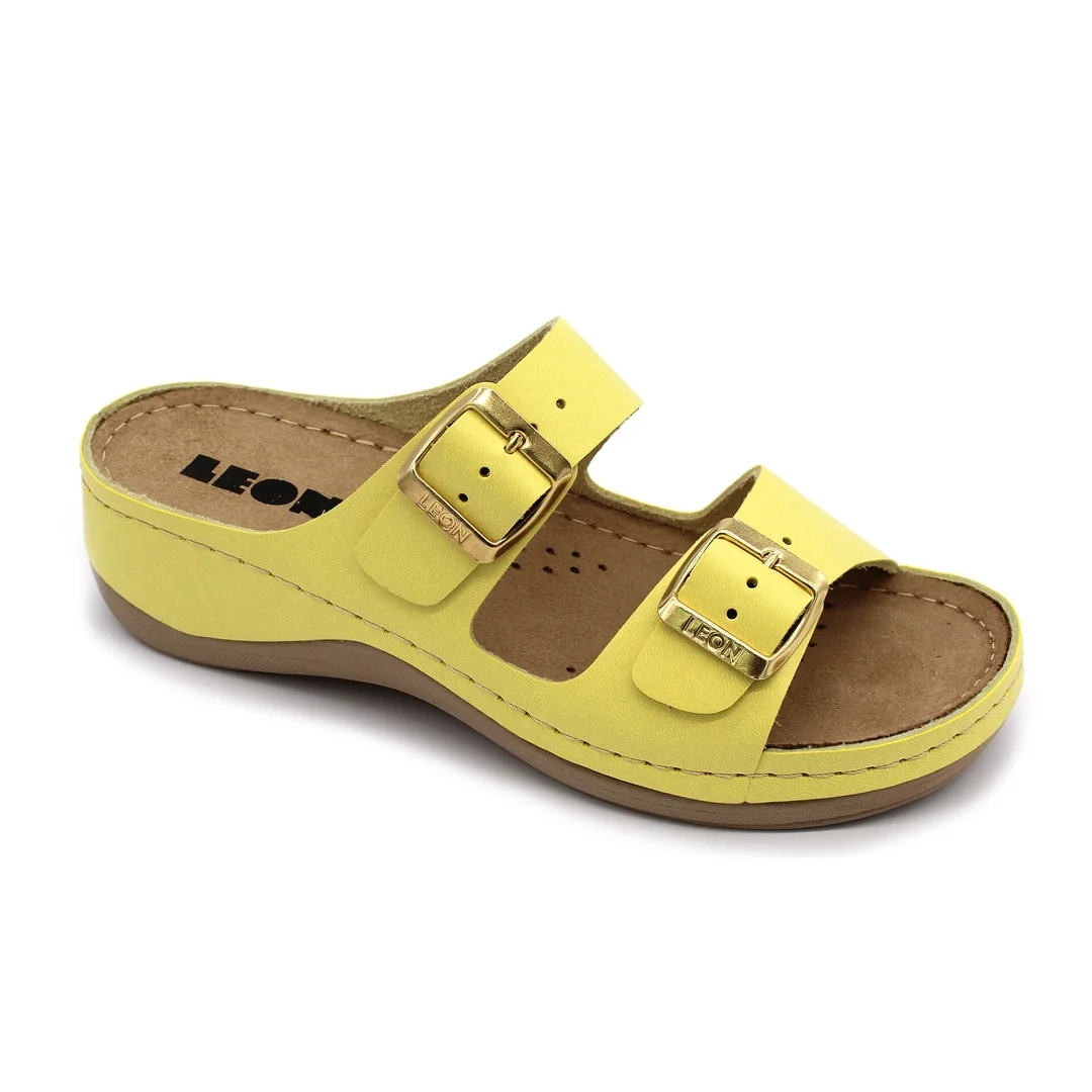 Leon 908 Dámska zdravotná celokožená obuv s prackou 39 - 25cm, žltá, 4,5 cm