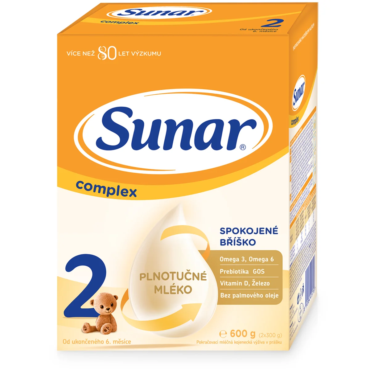 Sunar Complex 2, následná dojčenská mliečna výživa 600 g 1×600 g, mliečna výživa, od 6. mesiaca