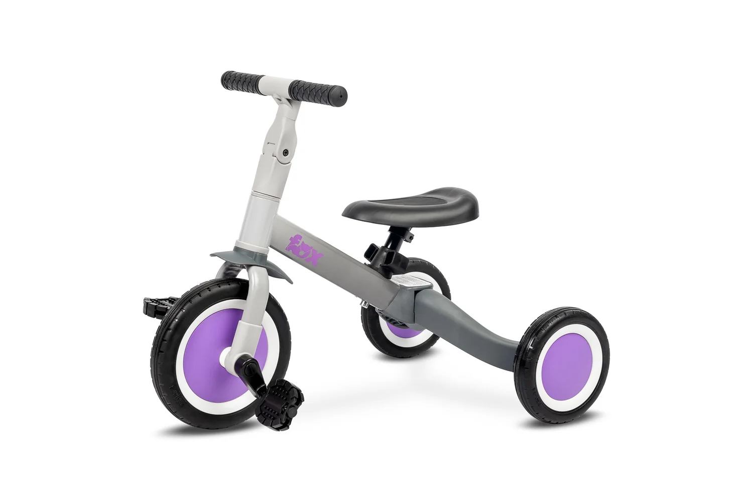 Multifunkčné detské odrážadlo a bicykel 4v1 Fox - sívé