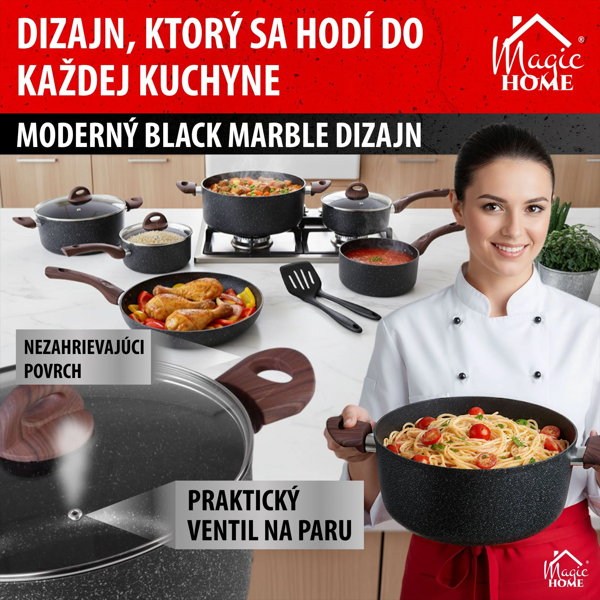 MagicHome sada riadu Black Marble Line, 13 dielov