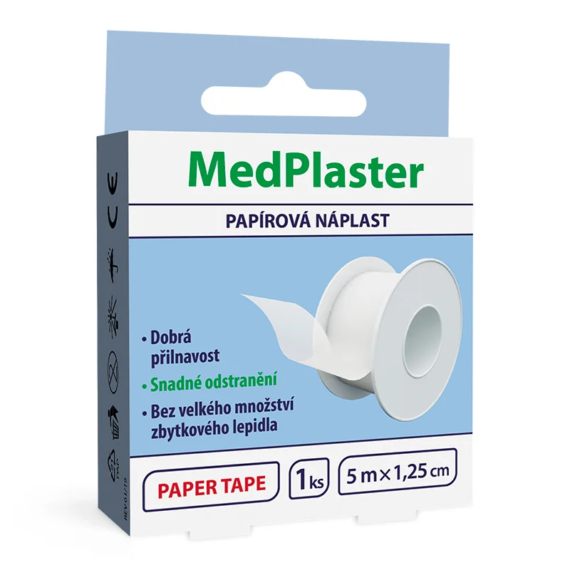MedPlaster PAPER TAPE - PAPIEROVÁ NÁPLASŤ 1×1 ks, fixačná, hypoalergénna