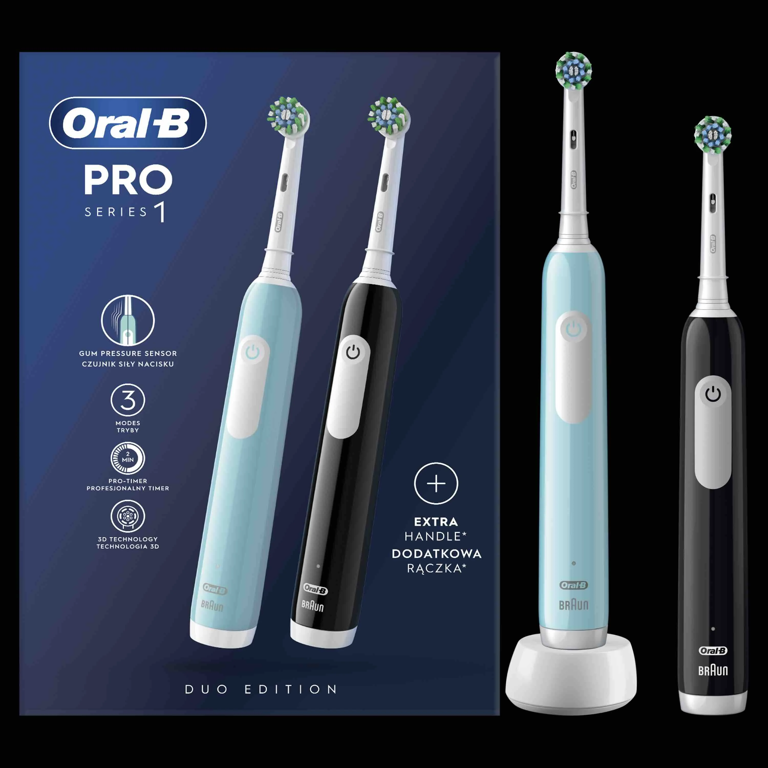 Oral-B EK Duo Pro Series 1 Black& Caribeean blue 1×2 ks, elektrická zubná kefka
