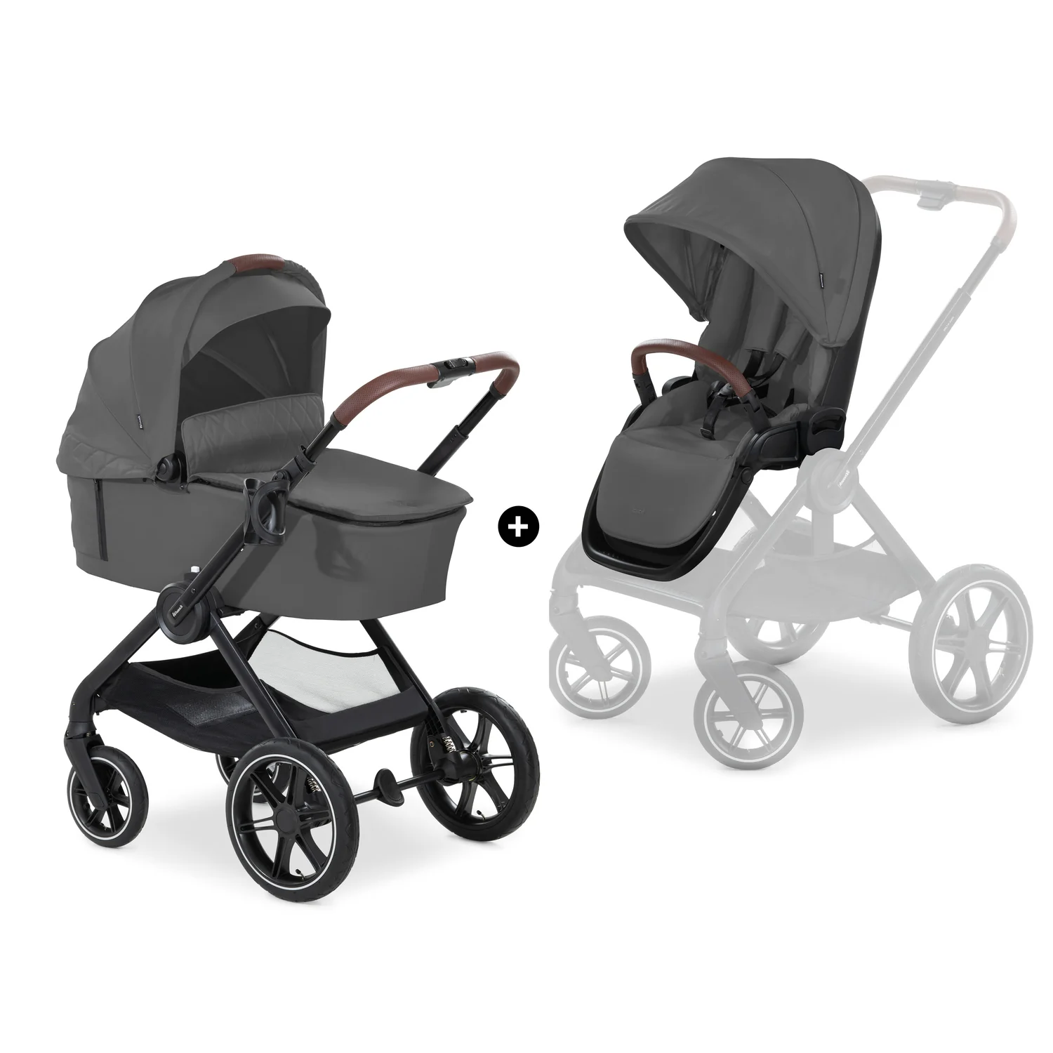 Hauck Walk N Care Air sada 2v1 kočík s vaničkou tmavosivá