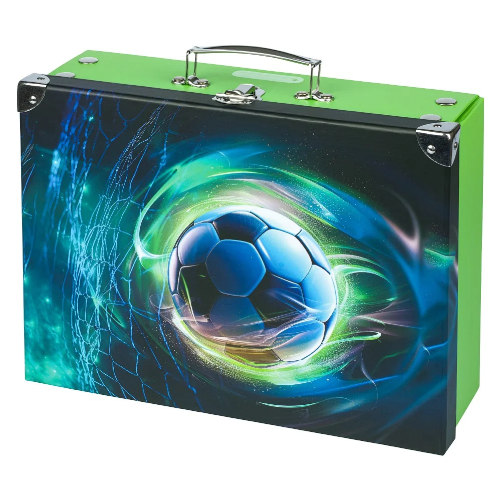 Skladací školský kufrík Futbalová lopta s kovaním 33x23x10 cm