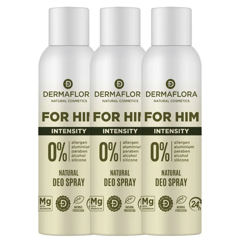3 ks DERMAFLORA FOR HIM dezodorant sprej pre mužov INTENSITY