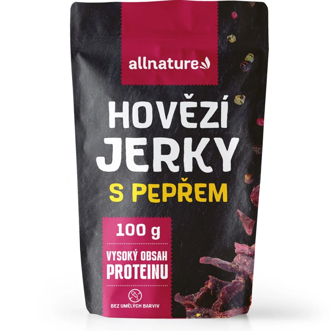 Allnature Beef Pepper Jerky 1×100 g, sušené hovädzie mäso