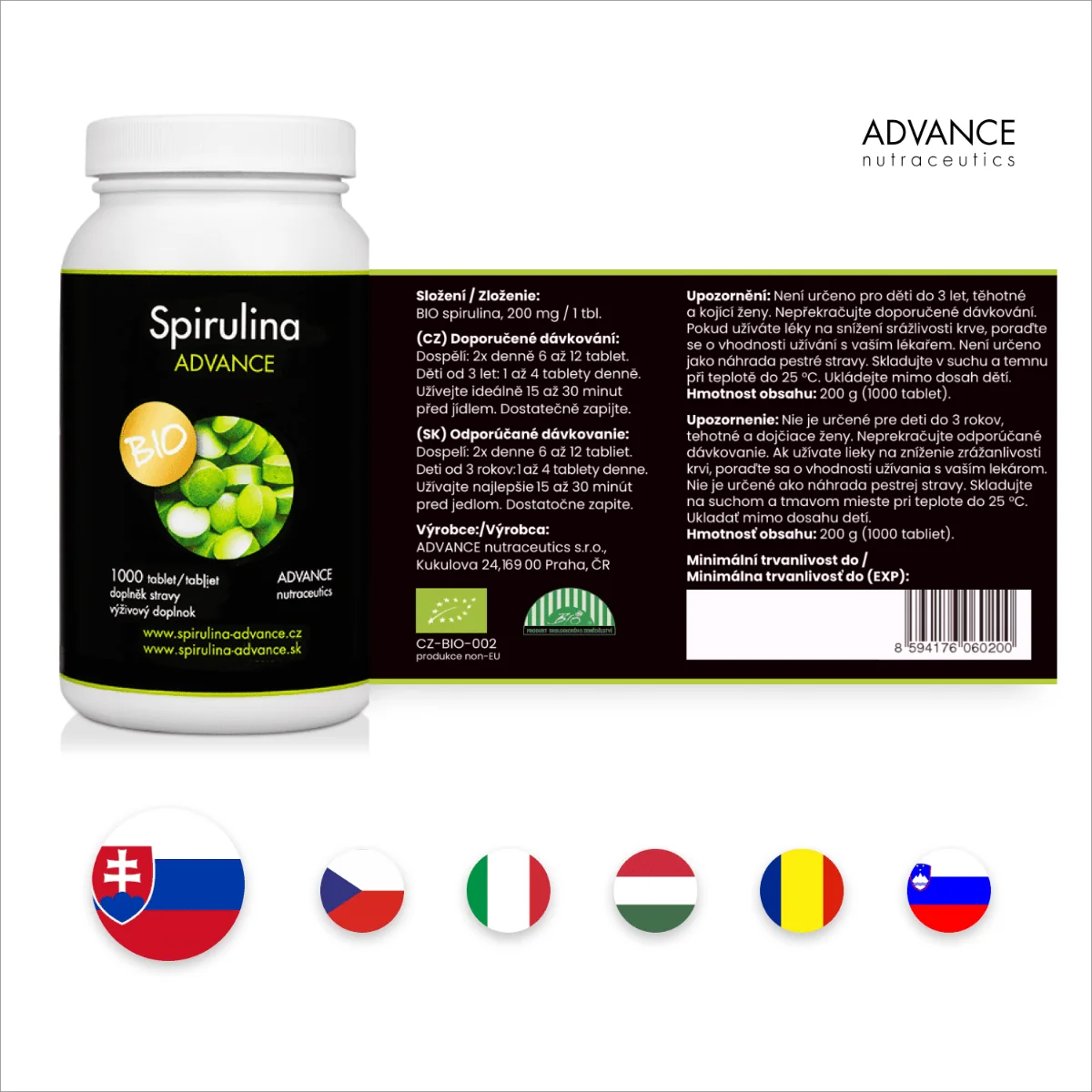 ADVANCE Spirulina 1000 tabliet 1×1000 tbl, výživový doplnok