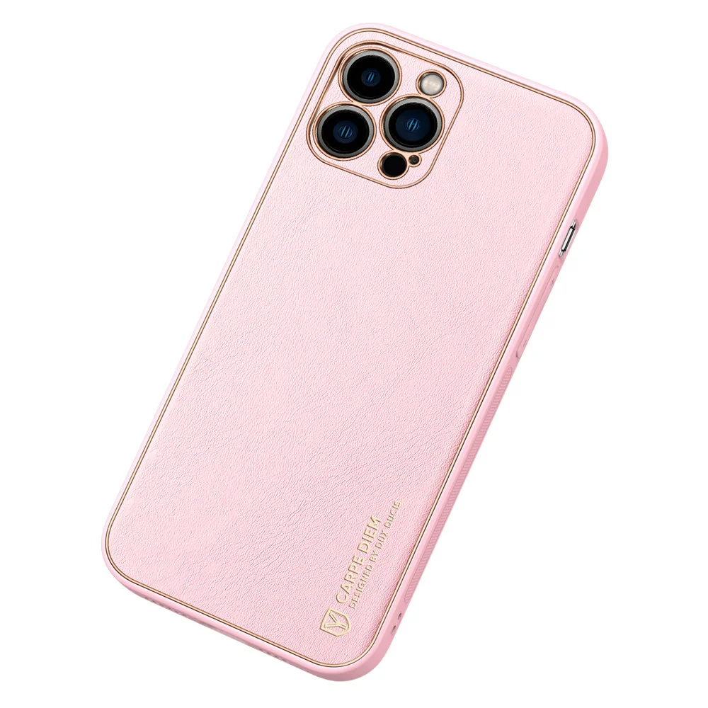 DUX DUCIS Yolo kožený kryt na iPhone 13 Pro, ružový