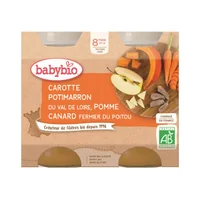 BABYBIO Menu mrkva, tekvica a jablká s kačacím mäsom (2x 200 g)