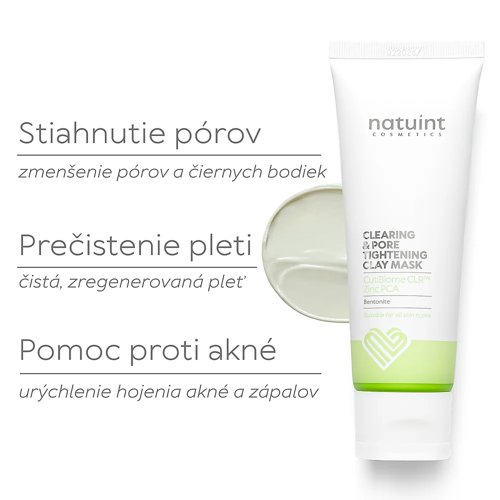 Natuint cosmetics - Maska na stiahnutie pórov - čistiaci komplex Clearing & Pore Tightening Clay Mask