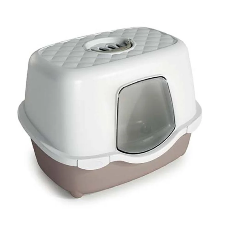STEFANPLAST Chic Indoor 56x39x39cm krytá mačacia toaleta s filtrom biela/ svetlo hnedá