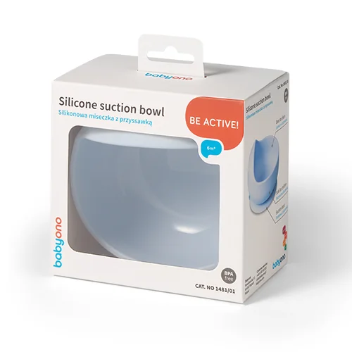 BABYONO Miska silikónová s prísavkou - blue 6m+ 1×1 ks, silikónová myška