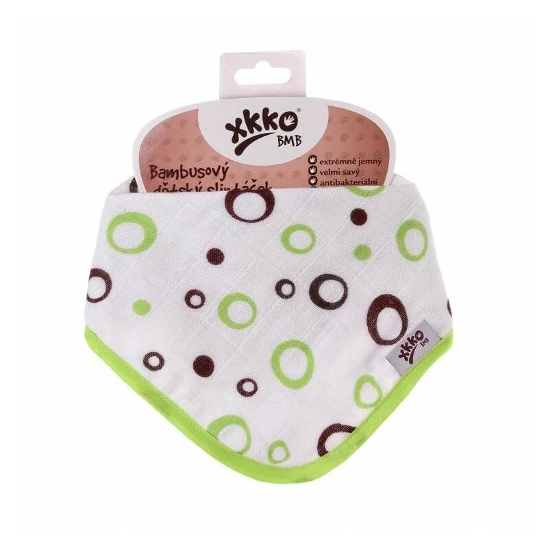 XKKO BMB bambusový slintáčik/šatka Spirals & Bubbles Lime Bubbles 1 ks