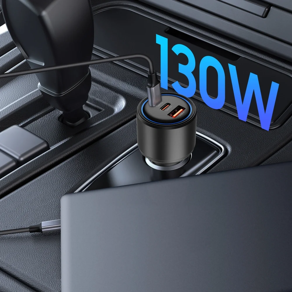 Tech-Protect CC04 autonabíjačka USB / 2x USB-C 130W PD, čierna