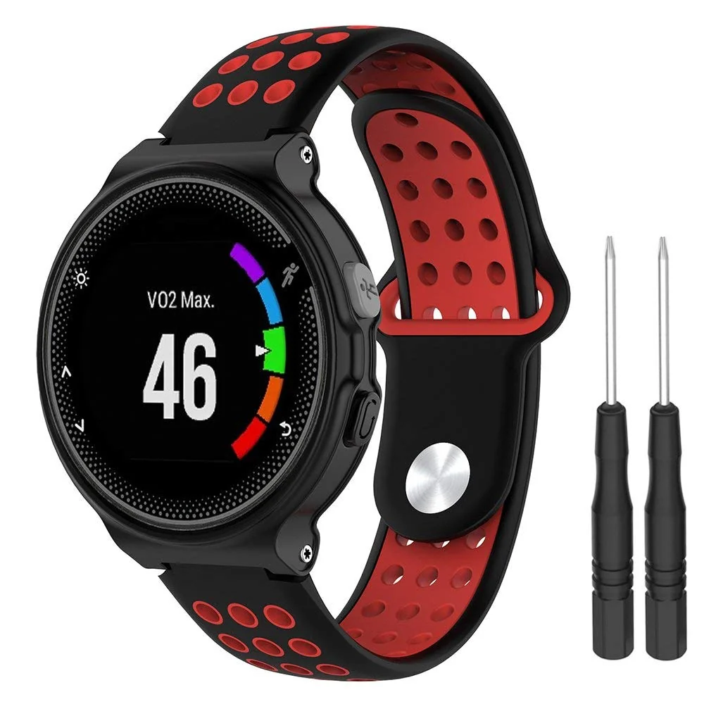 BStrap Silicone Sport remienok na Garmin Forerunner 235 black/red