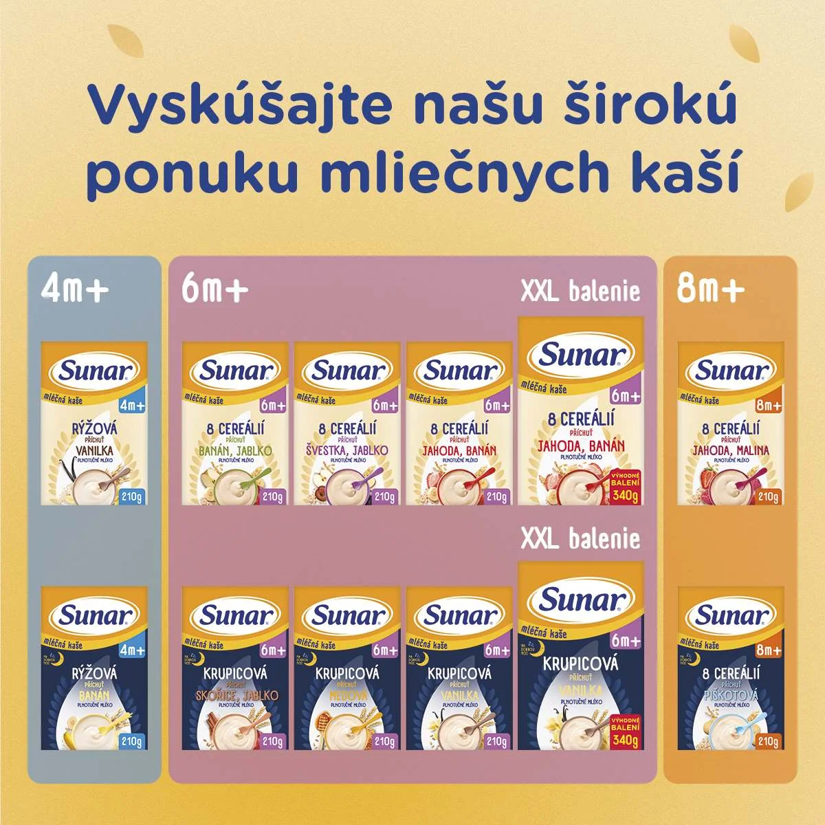 Sunar mliečna kaša krupicová príchuť medová na dobrú noc 1×210 g, instantná, obilno-mliečna kaša, od ukončeného 6. mesiaca