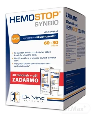 HEMOSTOP SYNBIO - DA VINCI 1×1 set, výživový doplnok 90 cps + gél 75 ml