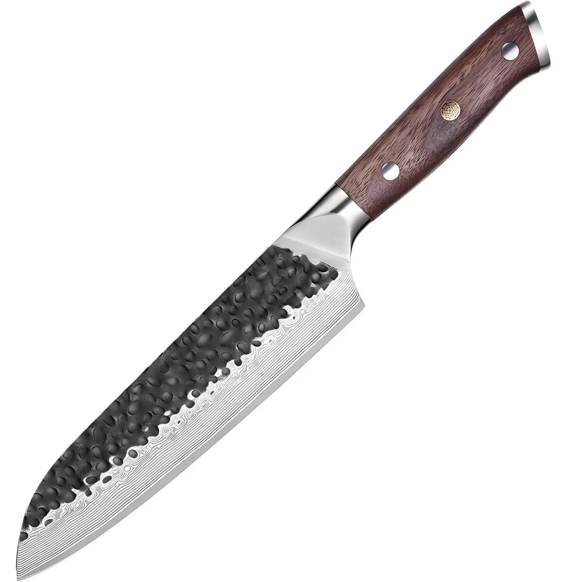 Damaškový kuchynský nôž Tetsuya Santoku/Hnedá, 1 x 31,4 cm