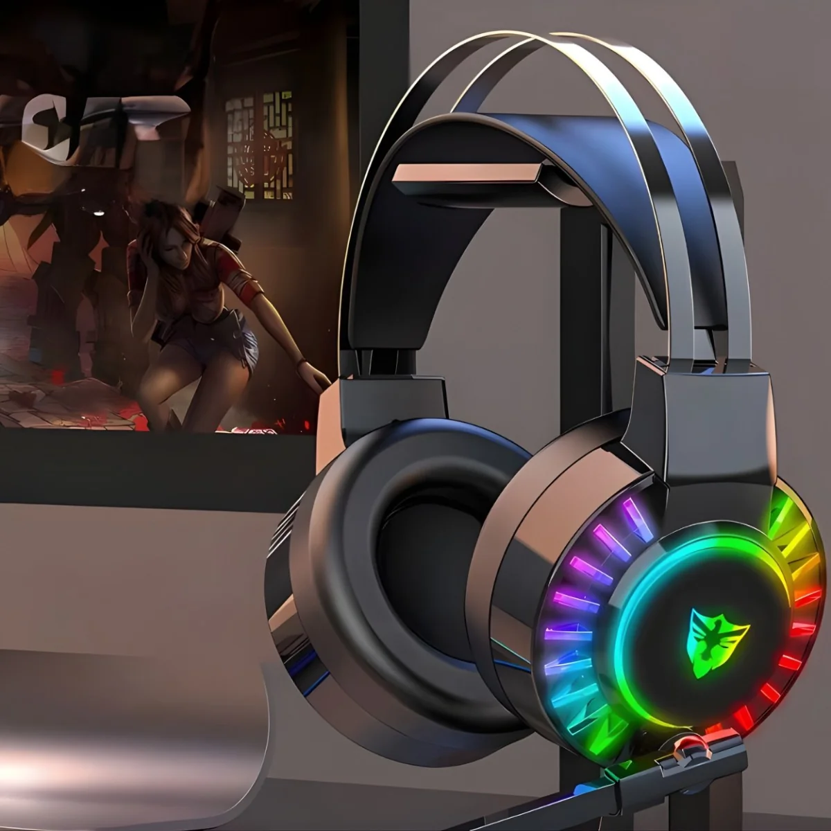 Herné slúchadlá 7.1 s RGB podsvietením