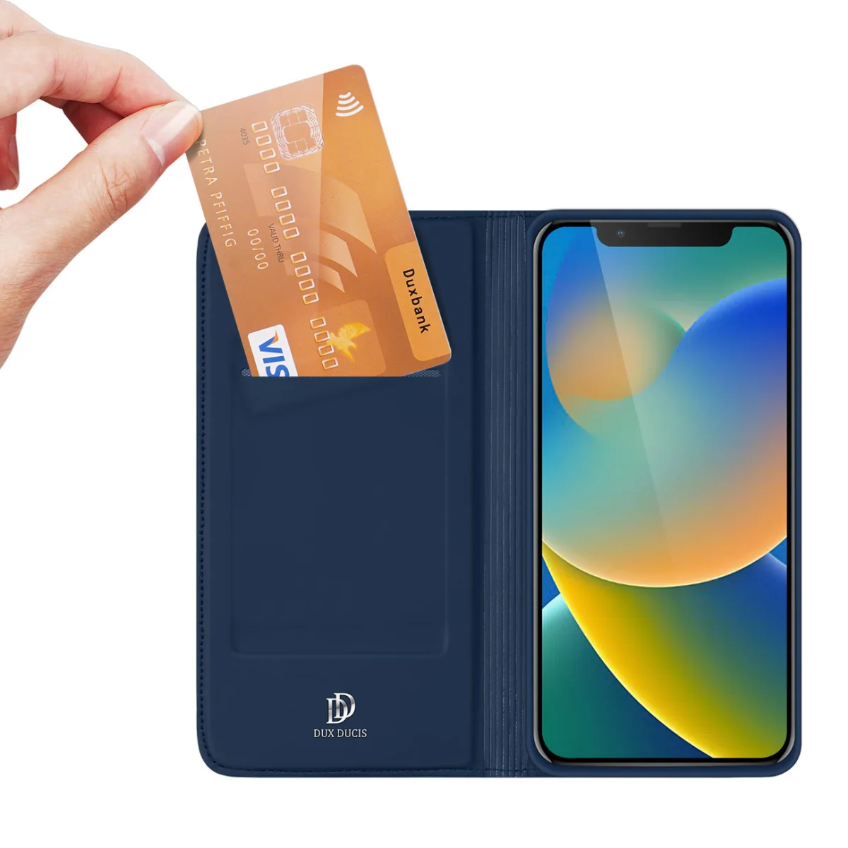 Dux Ducis Skin Pro knižkové kožené puzdro na iPhone 14 Plus, modré Elegantná ochrana