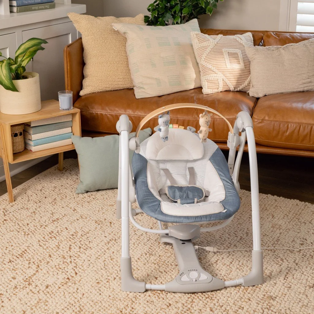 Hojdačka konvertibilná s melódiou Swing 'n Go Chambray 0m+ do 9kg