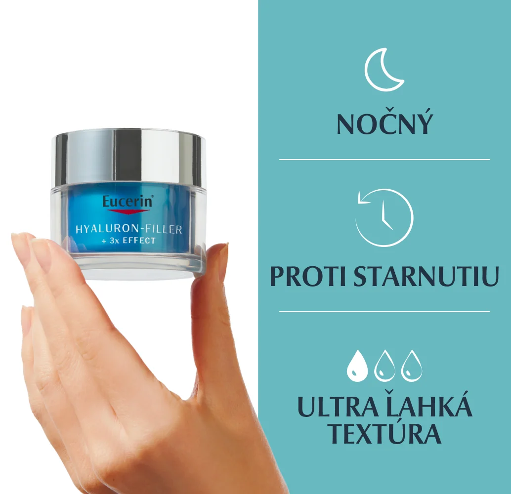 Eucerin HYALURON-FILLER + 3x EFFECT Nočný hydratačný booster 1×50 ml, nočný hydratačný booster