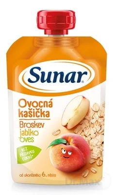 Sunar Ovocná kašička broskyňa, jablko, ovos 1×120 g, ovocná kašička