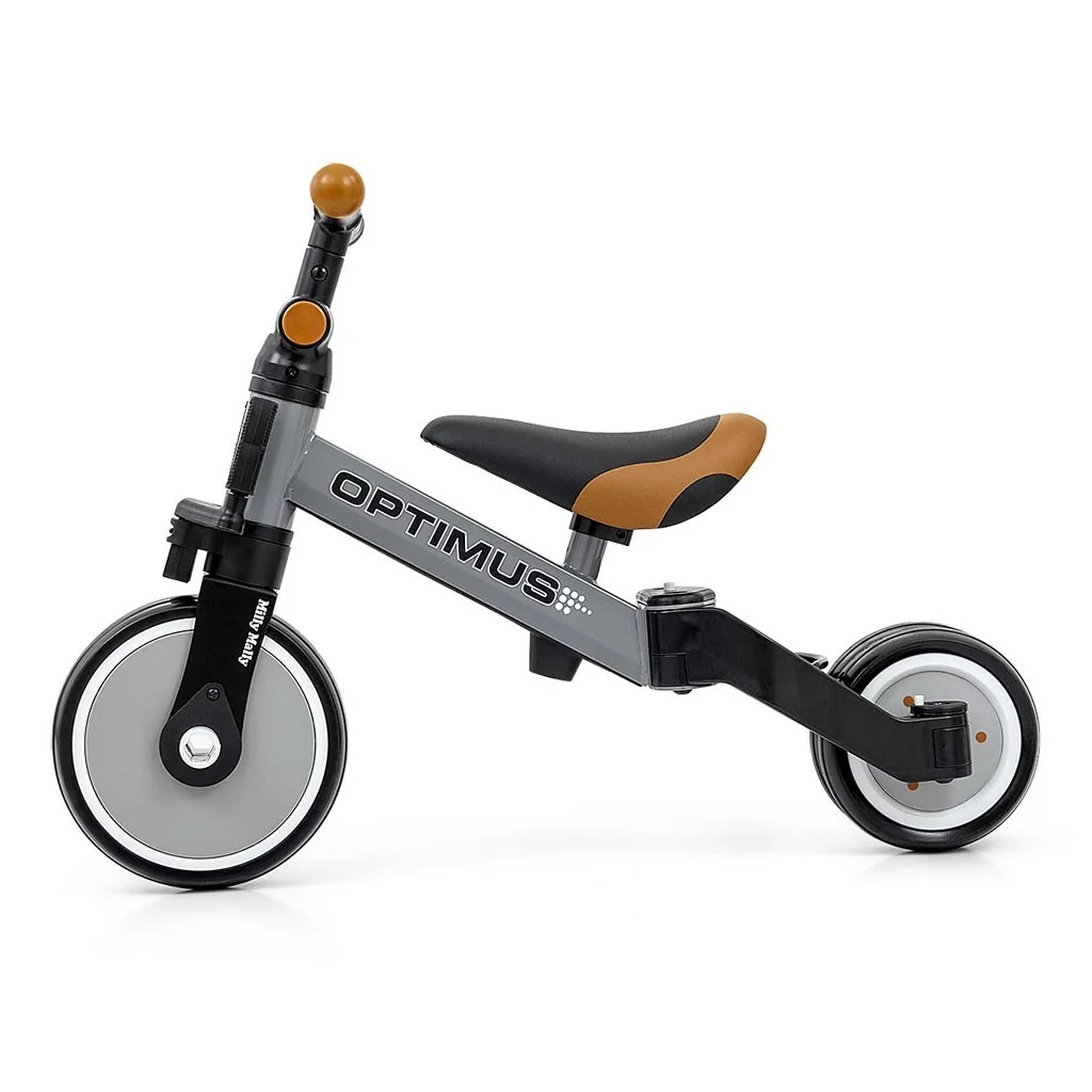 Balančná trojkolka, bicykel, odrážadlo Milly Mally, Optimus 3 v 1, sivá