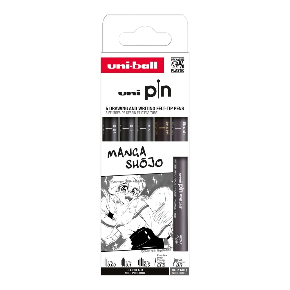 Sada linerov PIN Drawing - Manga Shojo, 5 ks Mix farieb