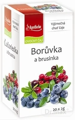 APOTHEKE PREMIER SELECTION ČAJ ČUČORIEDKA+BRUSNICA 20×2 g, v nálevových vreckách