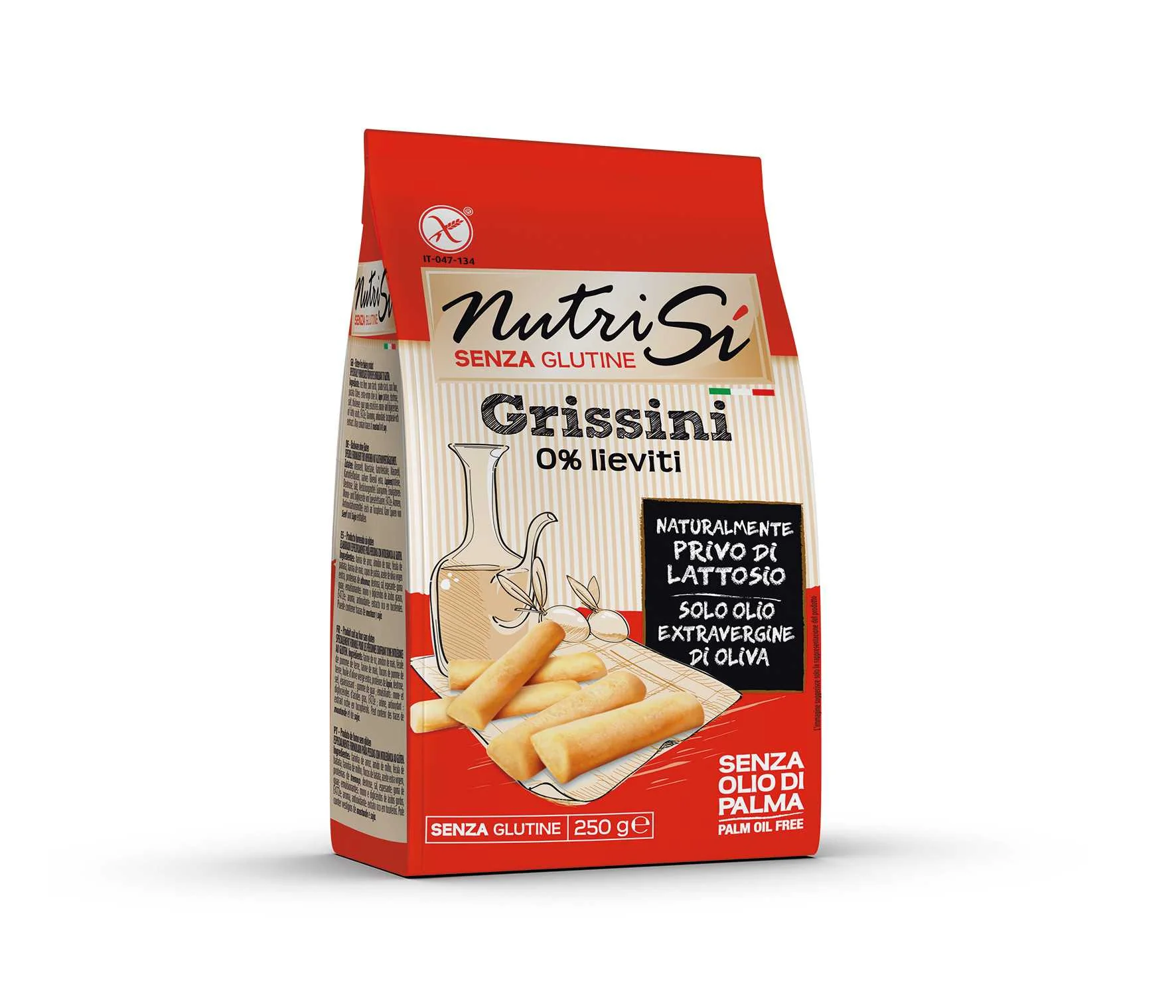 Nutrifree Nutri Sí Grissini senza lieviti slané sušienky bez droždia 1×250 g, slané sušienky