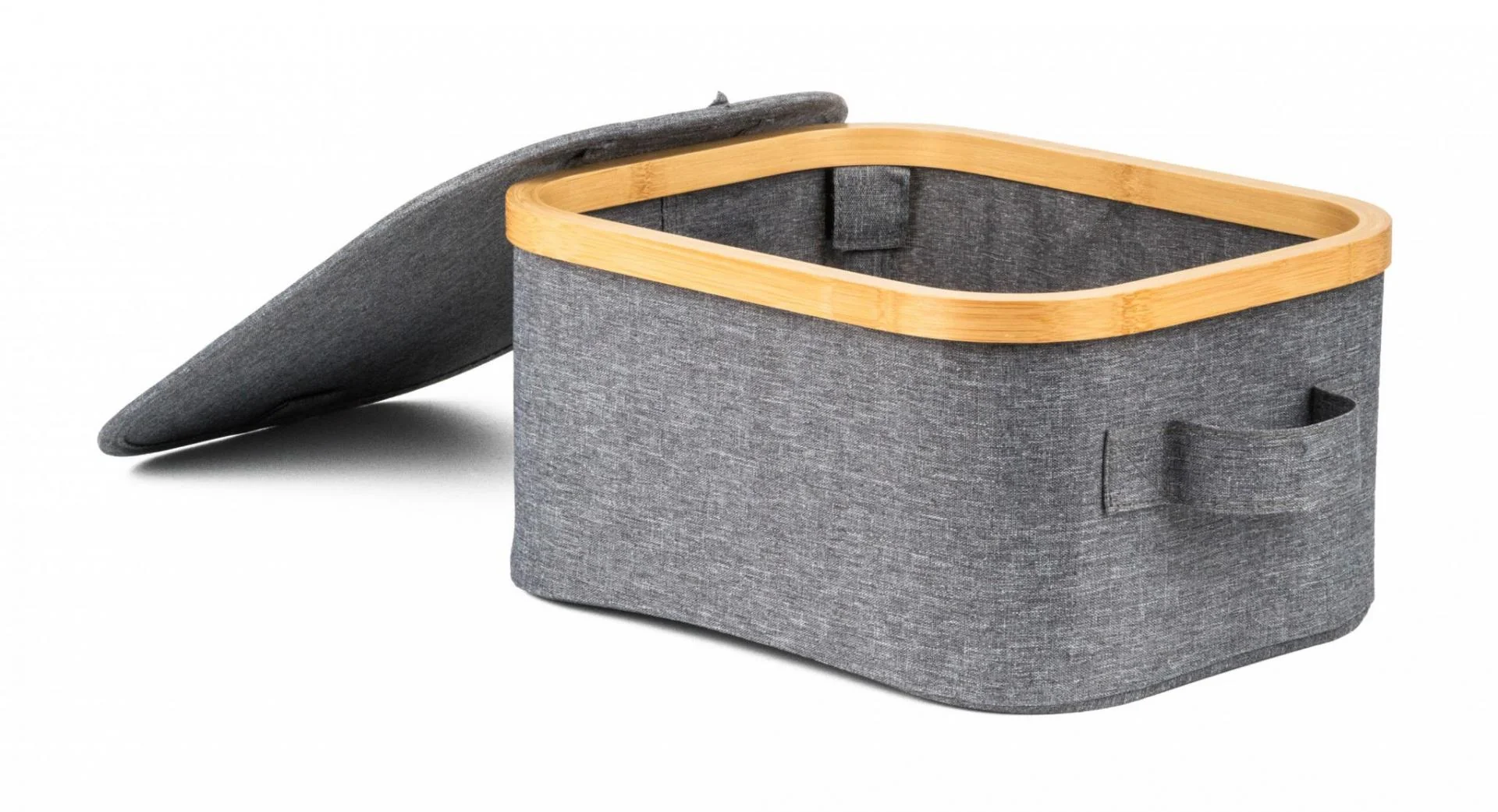 Úložný box G21 24 x 30 x 15 cm, bambusový s vekom, sivý UBG21BAM003-2G