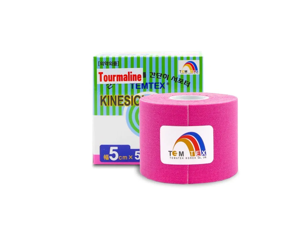 Temtex kinesio tape Tourmaline, ružová tejpovacia páska 5cm x 5m 1×1 ks, tejpovacia páska