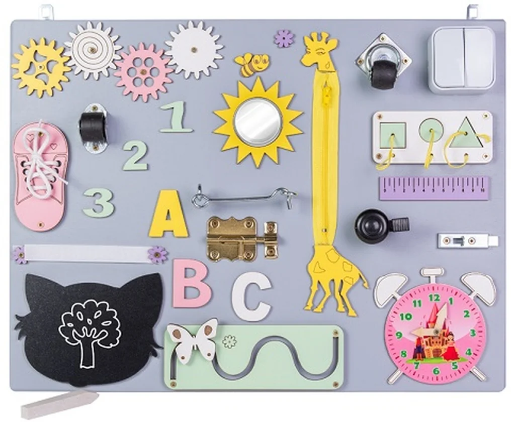 Drevená manipulačná tabuľa Montessori 50x37,5 cm – vzdelávacia interaktívna hračka pre deti