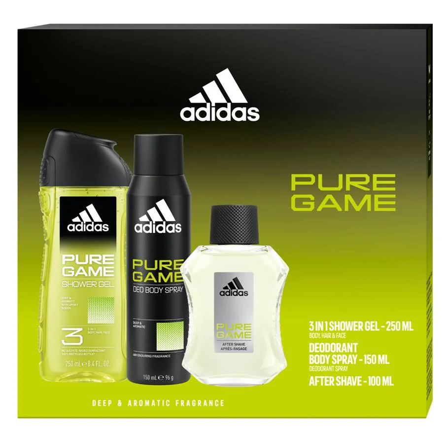 Adidas Pure Game AFS 100 ml + BS 150ml + SG 250ml 1×1 ks, darčeková sada