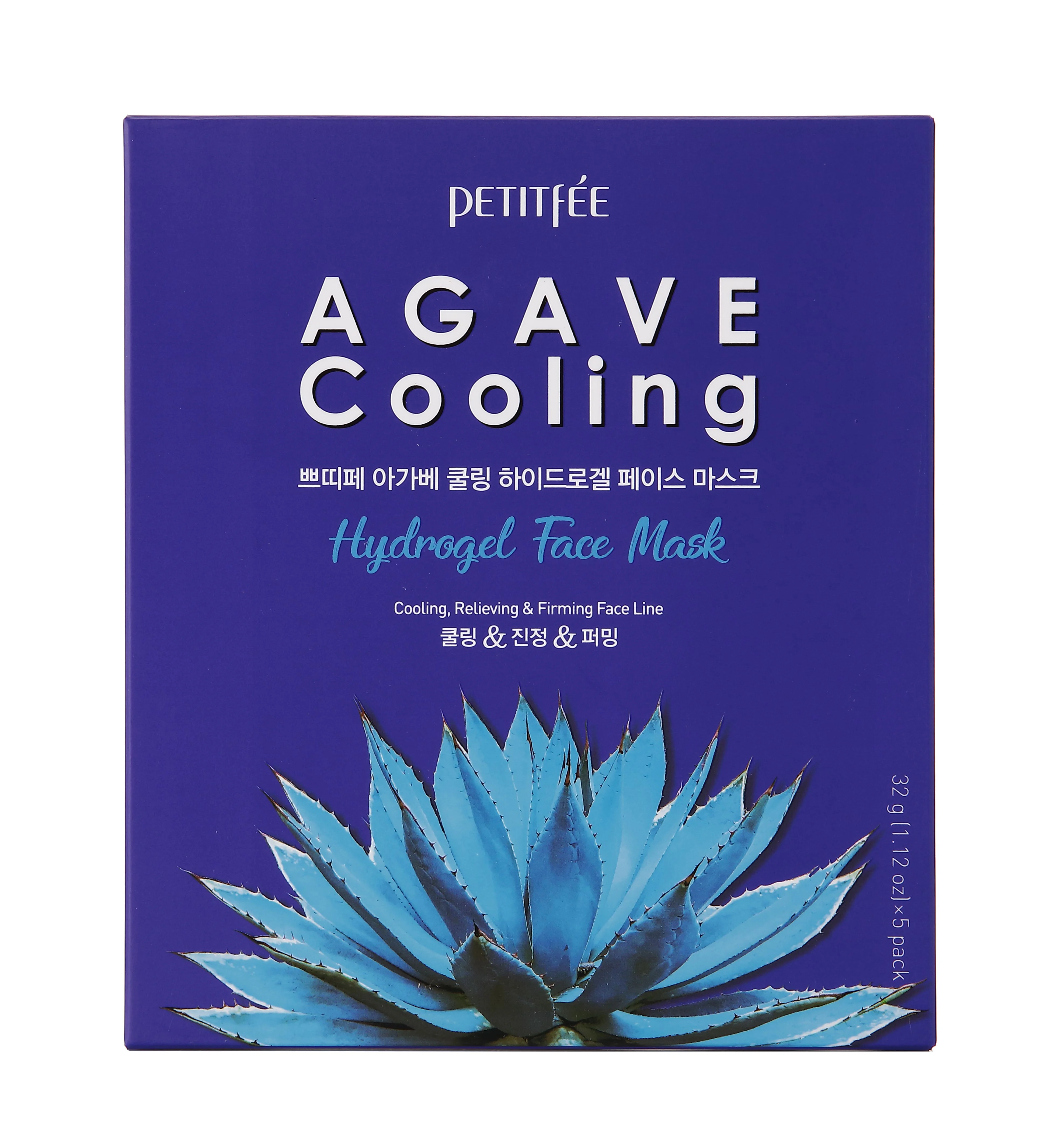 Petitfee & Koelf Agave Cooling Hydrogel Face Mask 32 g * 5 sheets 1×5 ks, hydrogélová pleťová maska