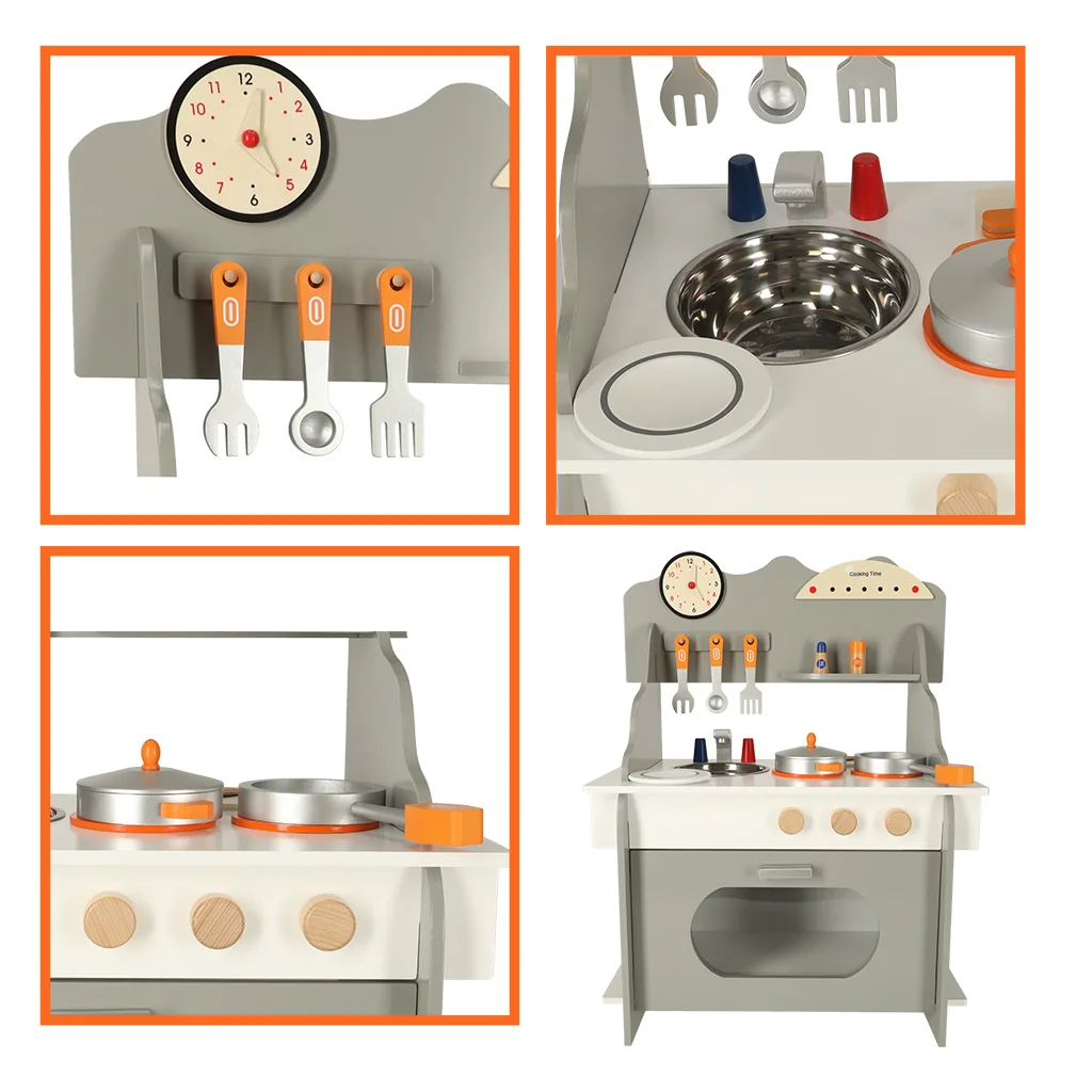 Hračka detská kuchynka drevená MDF COOKING TIME 69,5x52x29,6cm