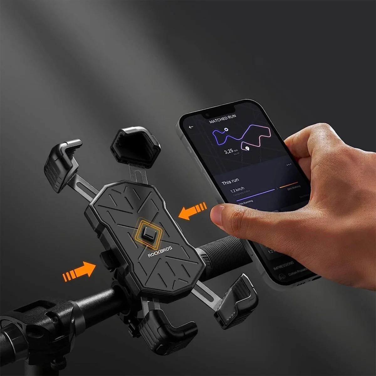 Rockbros Handlebar držiak na mobil na bicykel, čierny