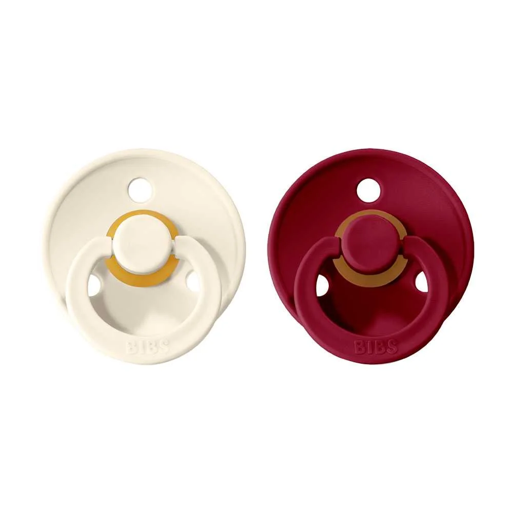 BIBS Colour cumlíky z prírodného kaučuku ivory/ruby 1×2 ks, veľkosť 1