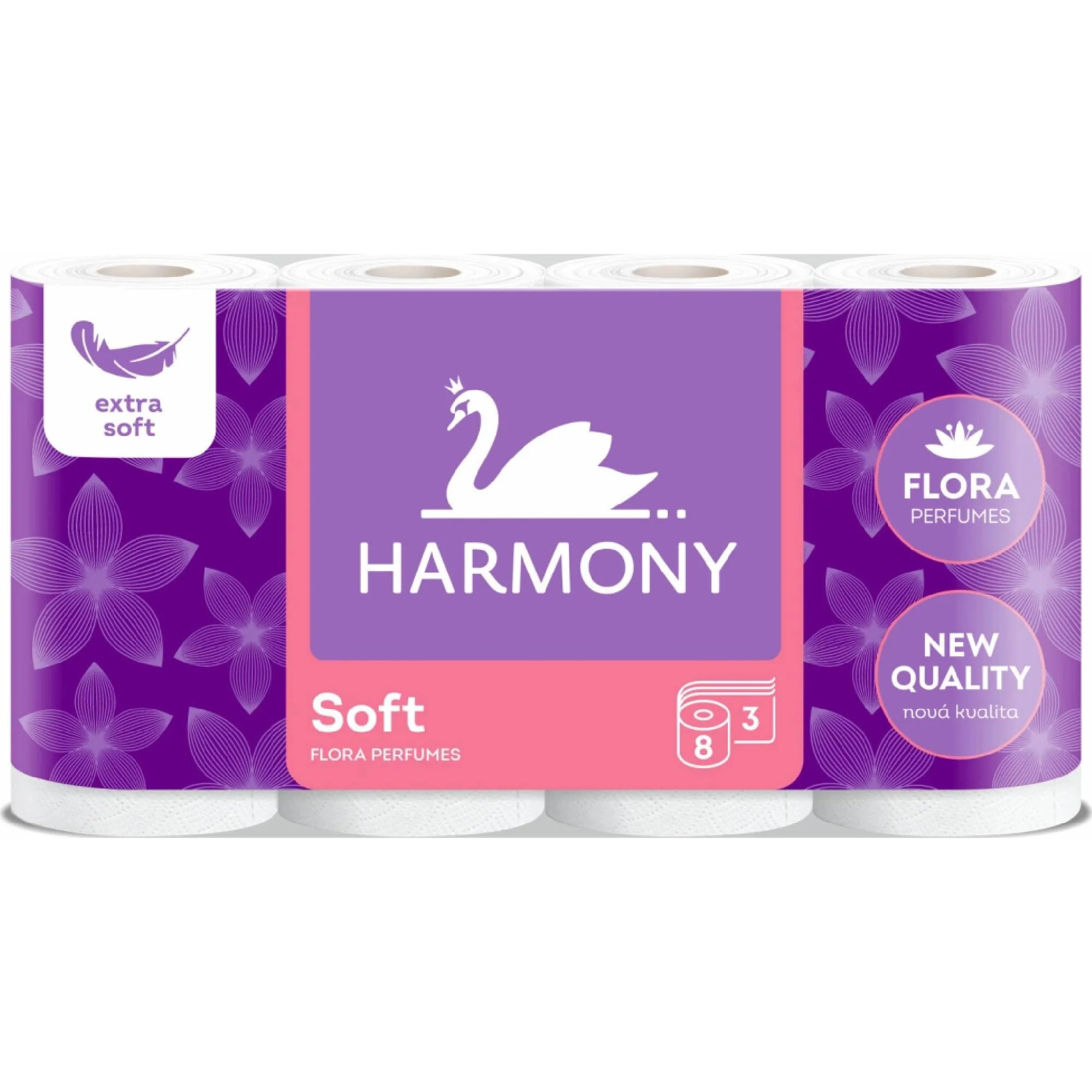 Toaletný papier 3-vrstvový Harmony Soft Flora 1×8 ks