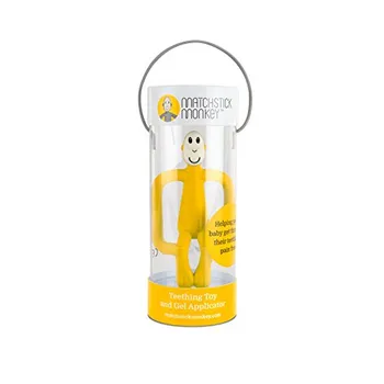 Hryzátko a zubná kefka - MATCHSTICK MONKEY ŽLTÁ 1×1 ks, v žltej farbe