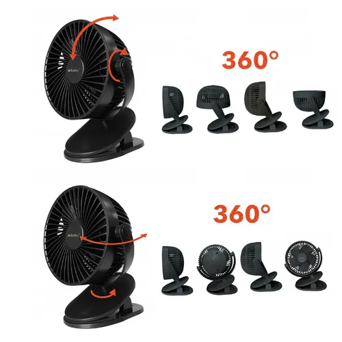 MG Clip bezdrôtový stolný ventilátor, čierny