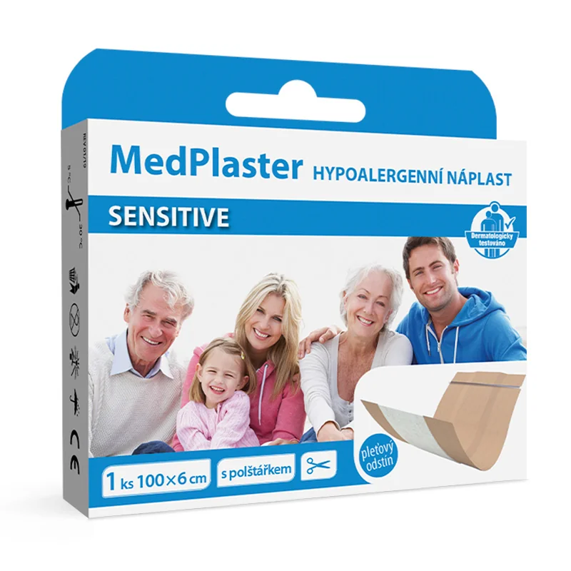 MedPlaster Náplasť SENSITIVE 1×1 ks, z netkanej textílie s vankúšikom