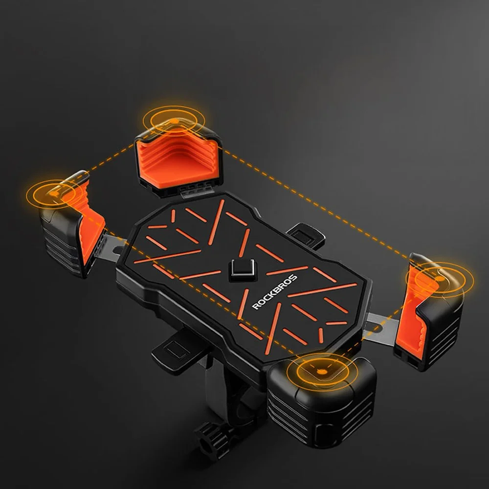 Rockbros HW-117 držiak na mobil na bicykel, čierny / oranžový