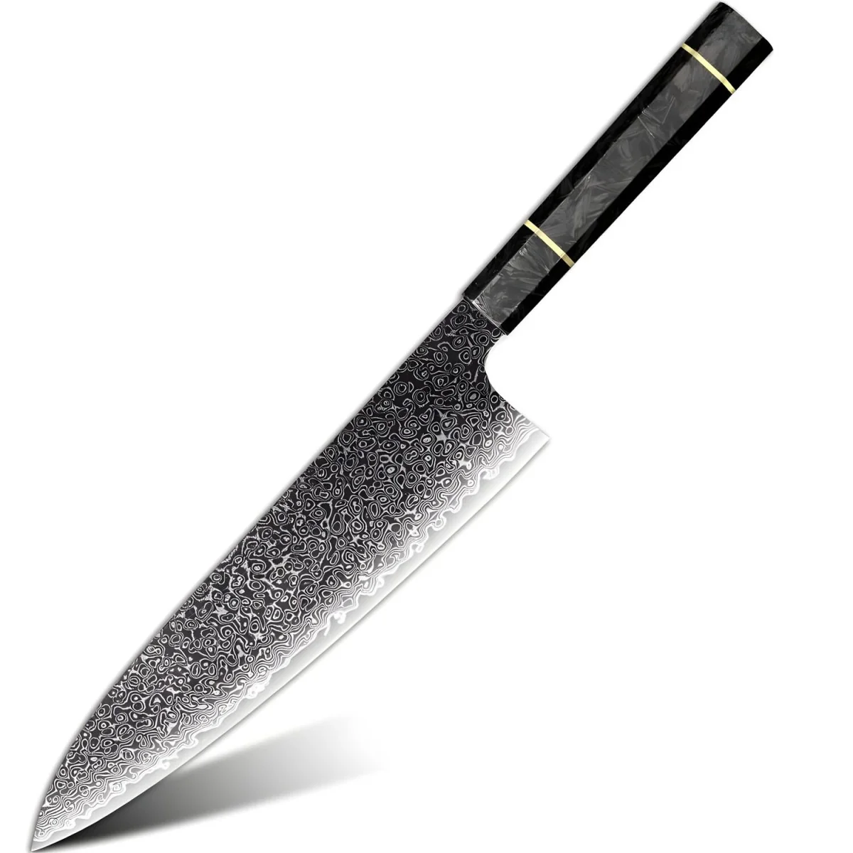 Damaškový kuchynský nôž Tsuriko-Chef/Čierna 24 cm, HRC60±2