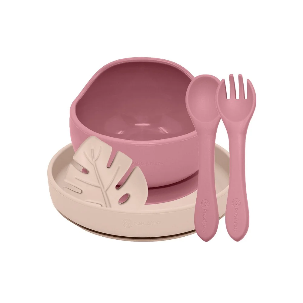 Set jedálenský silikónový TAKE&MATCH 4 ks Dusty Rose - Desert Sand 6m+