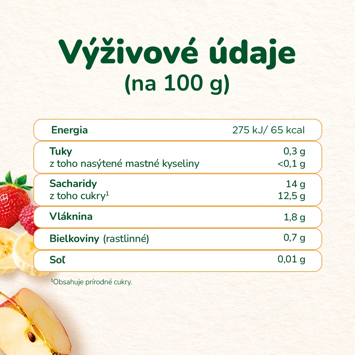Sunar BIO ovocná kapsička Banán, jablko, jahoda, malina, 4m+ 100 g
