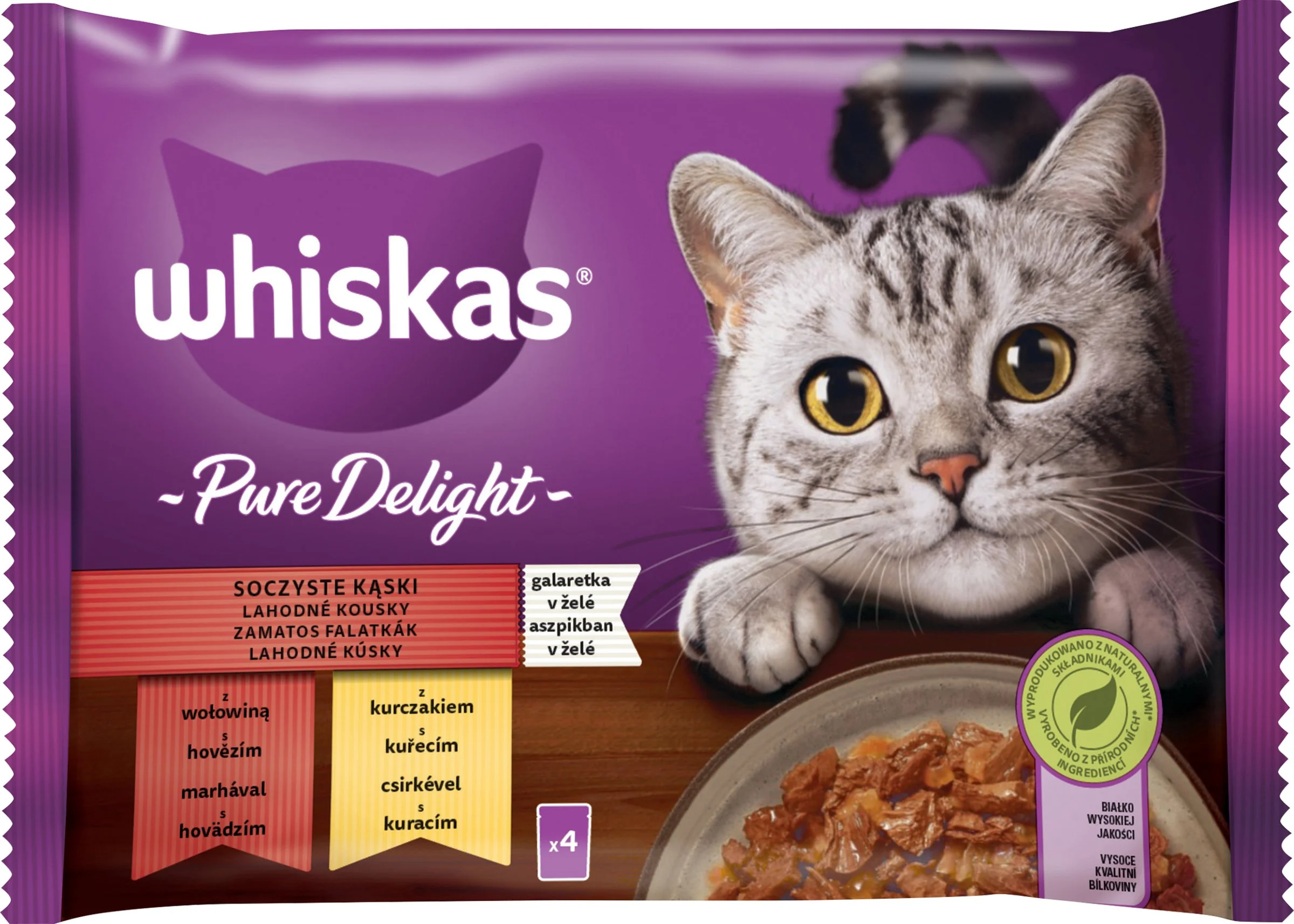 WHISKAS Kapsička Pure Delight Klasický výber v želé 4pack 4×85g, kapsička pre mačky