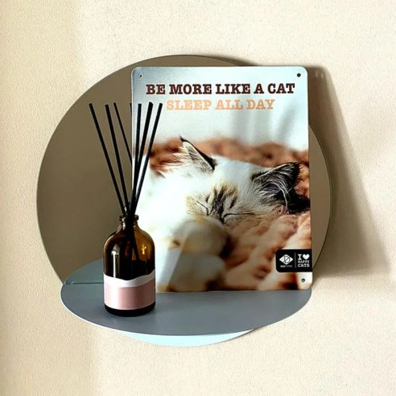 EBI D&D I LOVE HAPPY CATS kovová tabuľa: ,,Be more like a cat sleep all day” 20x25cm