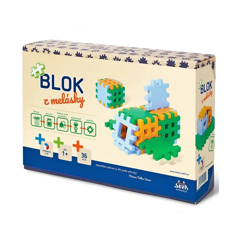 SEVA Stavebnica Blok z melásky 36ks v krabici 22x15x6cm 12m +